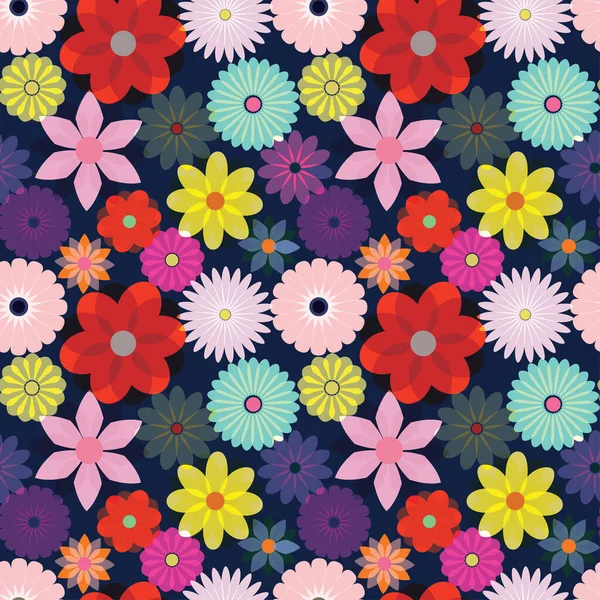 鮮やかな色鮮やかな花のシームレスなパターン — ストックベクタ