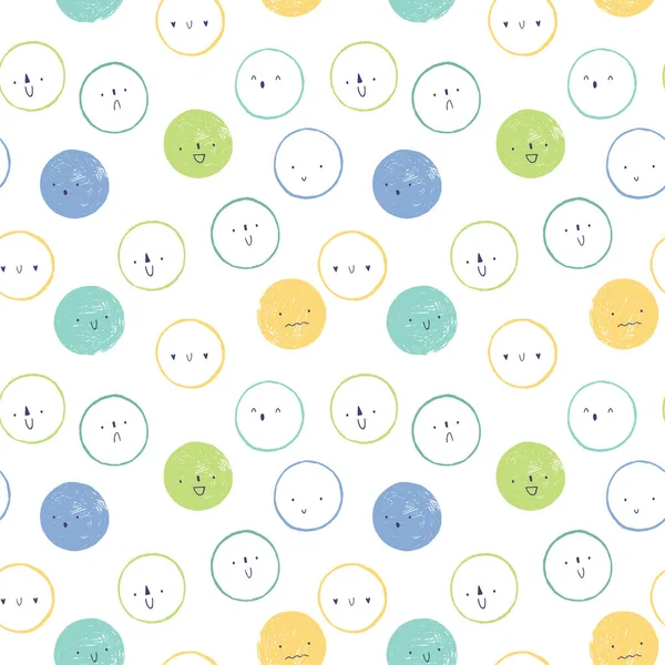 Colorful Doodle Face Seamless Pattern — Stock Vector
