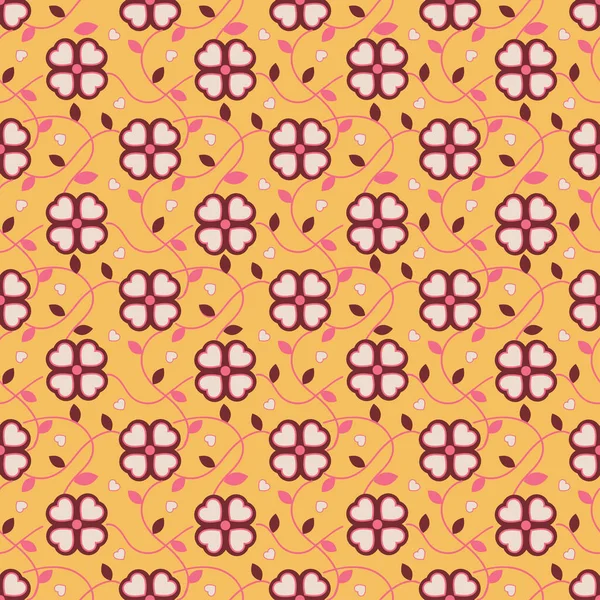 Retro Floral Seamless Print Pattern — 图库矢量图片