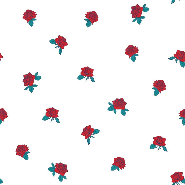 Rot Rose Nahtloser Print Und Pattern — Stockvektor