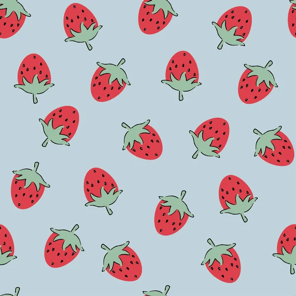 Strawberry Fruit Repeat Seamless Pattern Vector — Stockvector