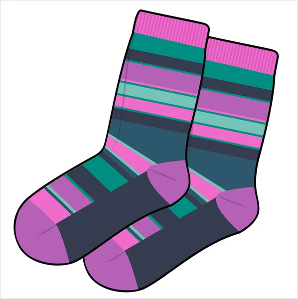 Trendy Pair Socks Color Block File Vettore Editabile — Vettoriale Stock