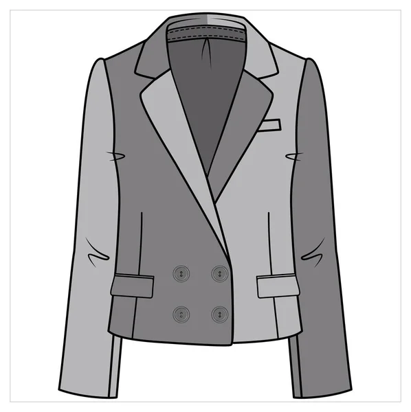 Notch Collar Double Breasted Relax Fit Color Block Blazer Women — Stock Vector