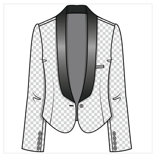 Tuxedo Blazer Padrão Checkered Com Curvado Hemline Para Mulheres Corporado — Vetor de Stock