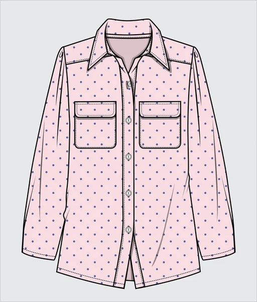 Lange Ärmel Polka Dot Shirt Für Frauen Corporate Editable Vector — Stockvektor