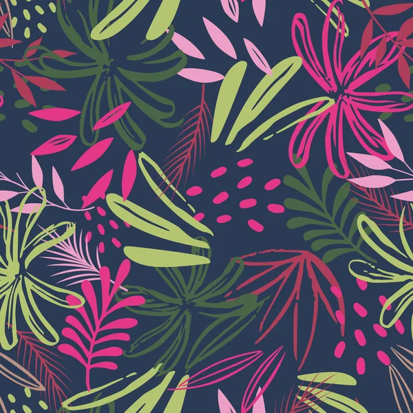 Colourful Tropikai Leaf Seamless Pattern — Stock Vector