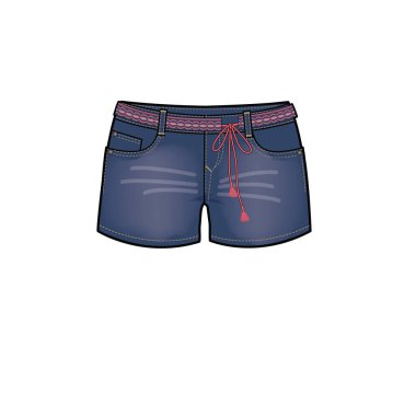 DENIM Şort ve kırmızı kuşak 