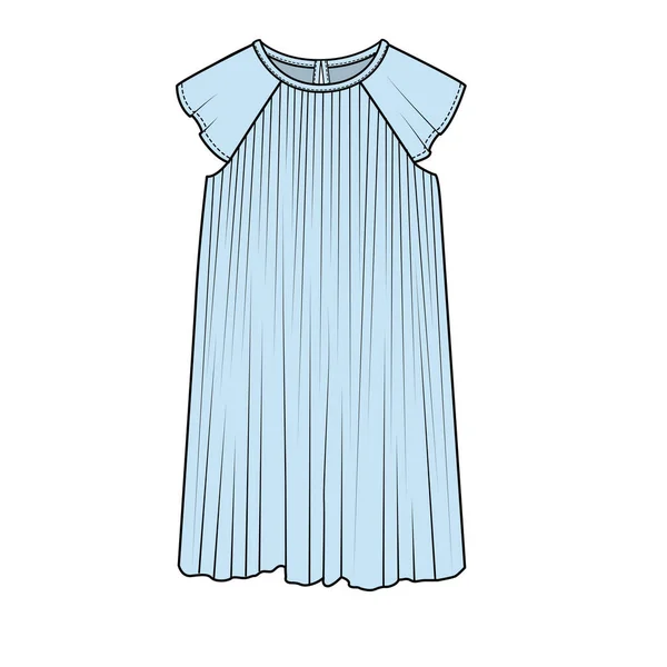 Stesso Personale Pleat Chiffon Dress Bambini Ragazze Vettore Editabile — Vettoriale Stock