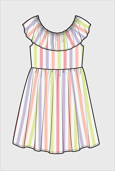 Coulurful Stripe Dress Pour Filles Femmes — Image vectorielle