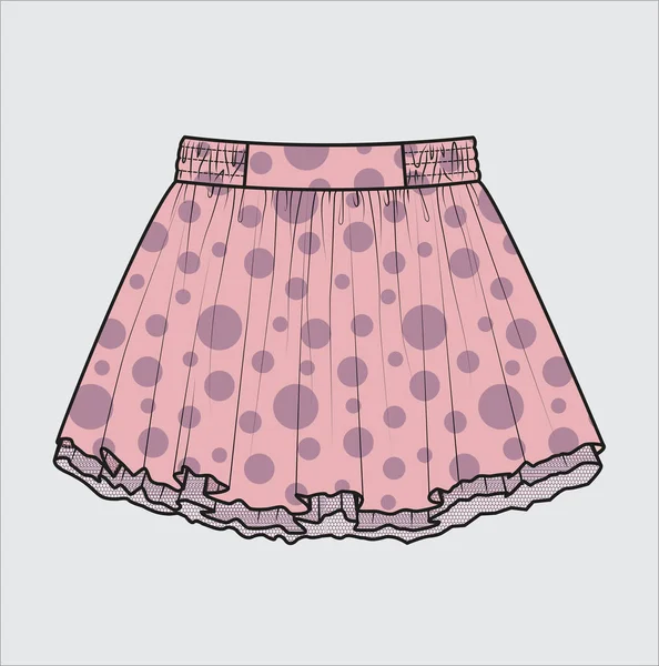Polka Dot Skirt Pour Filles — Image vectorielle