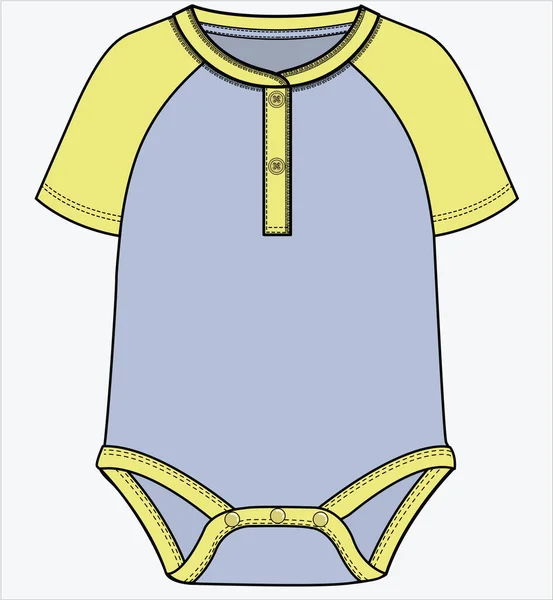 Bodysuit Kontrastycznymi Raglanicznymi Sleeves Henley Neckline Detail Dla Baby Boys — Wektor stockowy