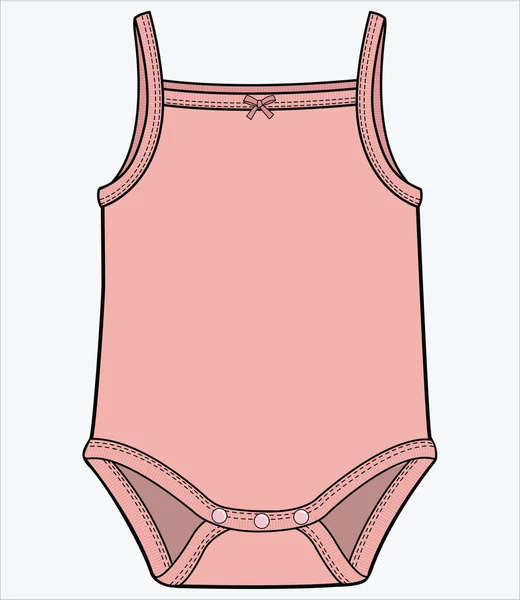 Pink Strap Bodysuit Mit Cute Bow Detail Für Baby Mädchen — Stockvektor