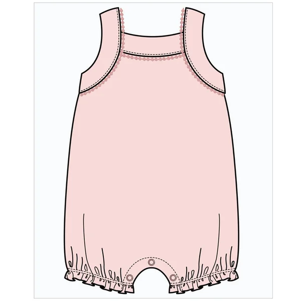 ピンクのノースリーブボディは 編集可能なベクトルファイル内の赤ちゃんの女の子と幼児の女の子のためのレースと — ストックベクタ