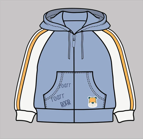Társadalom Baby Boys Hood Jacket Front Cipzárral — Stock Vector