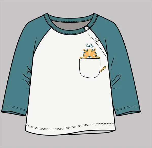 Cute Doodle Placement Tiger Graphic Für Todder Und Baby Boys — Stockvektor