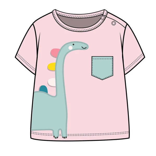 Knit Top Avec Mignon Dino Graphique Pour Toddler Girl Baby — Image vectorielle