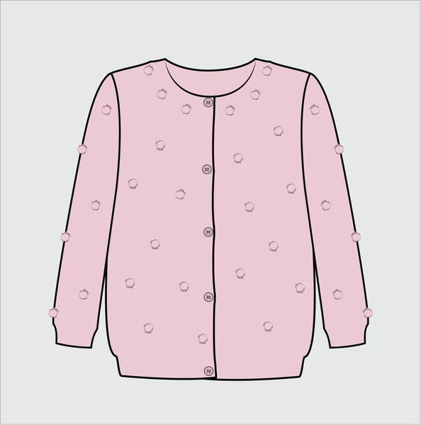 Girls Sweater Avec Pom Pom Balls — Image vectorielle