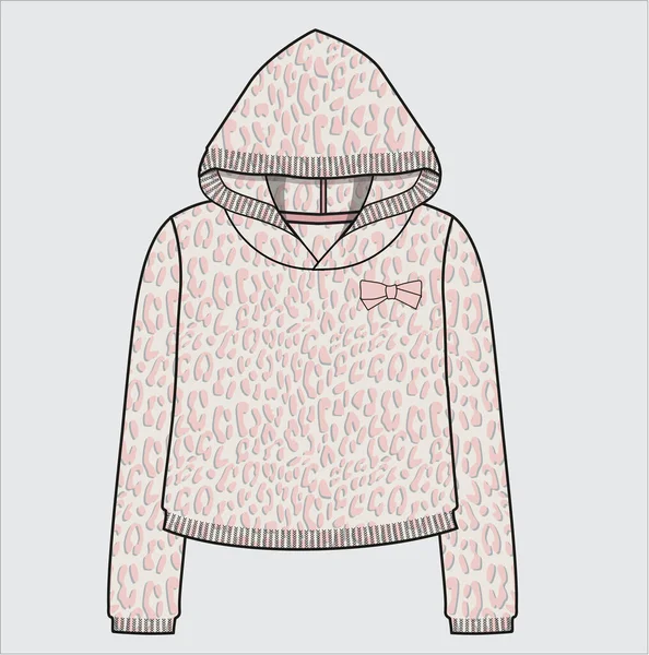 Grls Teen Sweater Con Hoodie — Vector de stock