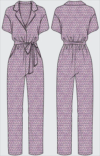 Moderna Kvinnliga Kläder Färgglada Illustration Kvinnliga Overall — Stock vektor