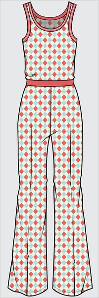現代の女性の服 女性のジャンプスーツのカラフルなイラスト — ストックベクタ