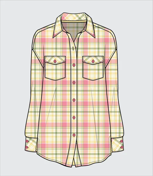 Moderna Kvinnliga Kläder Färgglada Illustration Kvinnlig Skjorta — Stock vektor