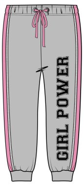 Renkli koşucu pantolonu çizimi, vektör giysi şablonu tasarımı