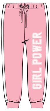 Renkli koşucu pantolonu çizimi, vektör giysi şablonu tasarımı