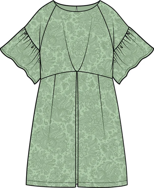 Κορίτσι Σκίτσο Φόρεμα Διανυσματικά Ρούχα Σχέδιο Πρότυπο — Διανυσματικό Αρχείο