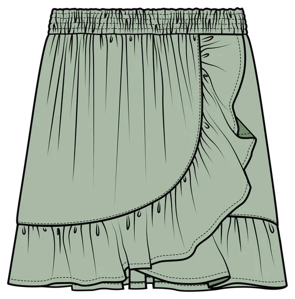 女裙草图 矢量服装模板设计 — 图库矢量图片