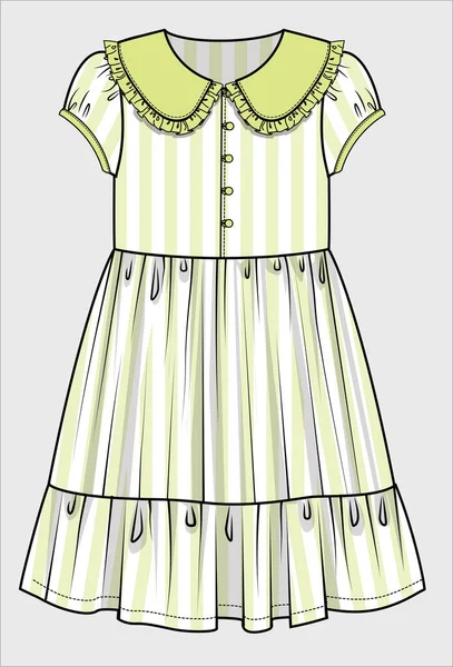 ストライプのドレススケッチ ベクトルの服テンプレートデザイン — ストックベクタ