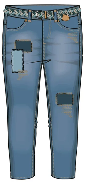 Skizze Einer Frau Jeans Vektor Kleidungsvorlage Design — Stockvektor