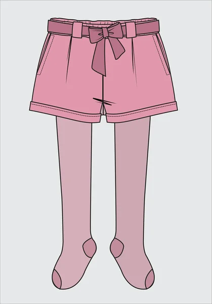 ピンクの女の子のショートパンツで接続されたストッキング ベクトル服テンプレートデザイン — ストックベクタ