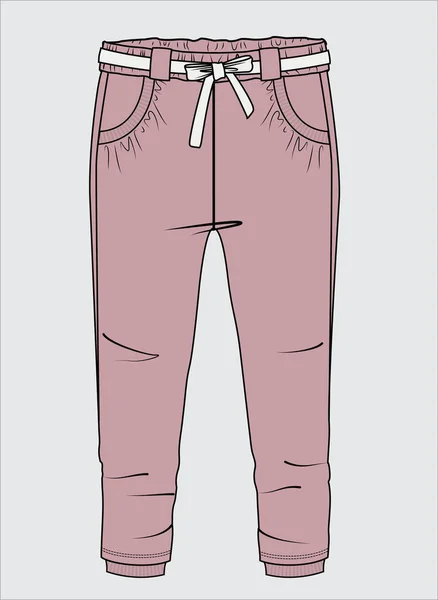 Croquis Pantalon Fille Vecteur Vêtements Modèle Design — Image vectorielle