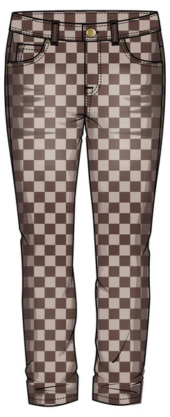 Sketch Checkered Denim Vector Clothes Template Design — Stock Vector