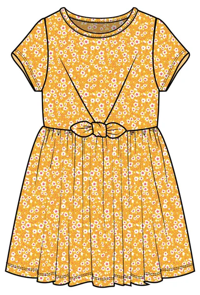 Mädchen Kleid Skizze Vektor Kleidung Vorlage Design — Stockvektor