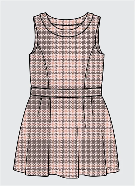 Esquisse Robe Fille Conception Modèle Vêtements Vectoriels — Image vectorielle