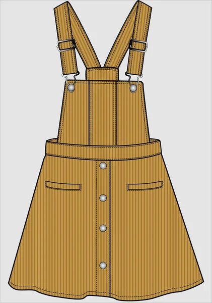 Kız Tulumu Çizimi Vektör Giysi Şablonu Tasarımı — Stok Vektör