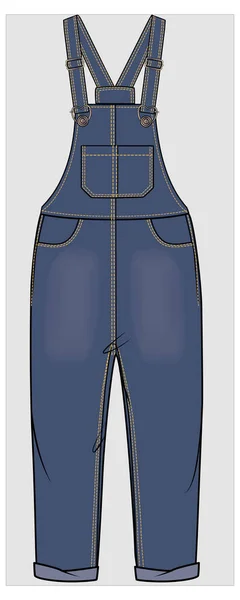 Эскиз Девушки Дунгари Векторный Дизайн Одежды — стоковый вектор