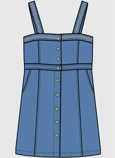 Эскиз Девушки Дунгари Векторный Дизайн Одежды — стоковый вектор