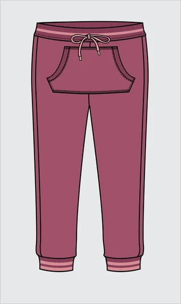 Girl Jogger Celana Sketsa Desain Templat Pakaian Vektor - Stok Vektor