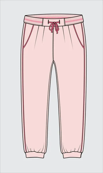 Chica Jogger Pantalones Bosquejo Vector Ropa Plantilla Diseño — Archivo Imágenes Vectoriales