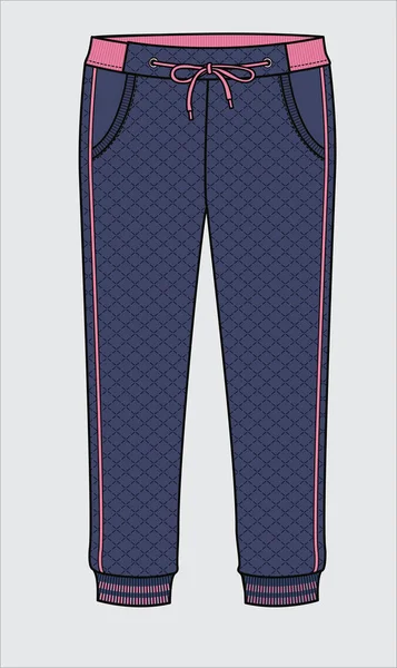 女慢跑者裤子草图 矢量服装模板设计 — 图库矢量图片