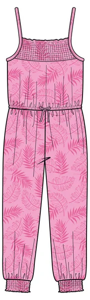 女性ピンクのプレイスーツのスケッチ ベクトル服のテンプレートのデザイン — ストックベクタ