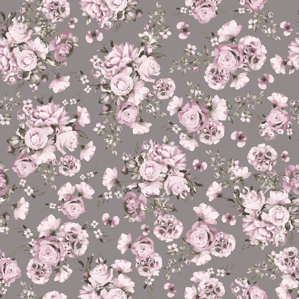 Renkli çiçekli kusursuz çiçek deseni, vektör illüstrasyon tasarımı