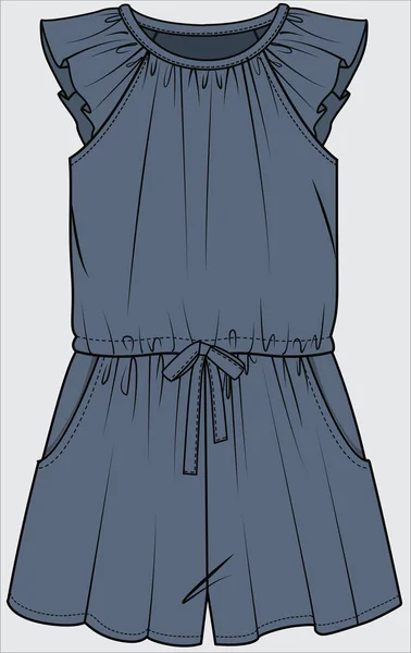 Ескіз Жіночого Комбінезона Векторний Дизайн Шаблону Одягу — стоковий вектор