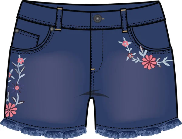 Mujer Pantalones Cortos Boceto Diseño Plantilla Ropa Vectores — Vector de stock