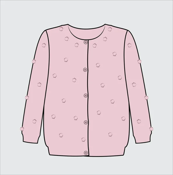 Girls Sweater Kulkami Pom — Wektor stockowy