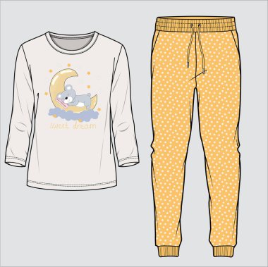 YAŞAĞI GRAFİK ÇOK VE ÇOCUK POLİKA BOTTOM PAJAMA ÇOCUK VE ÇOCUKLAR VECTOR