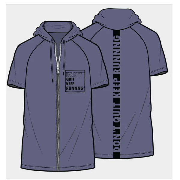 Short Sleeves Hooded Shirt Men Editable Vector File — Stock Vector