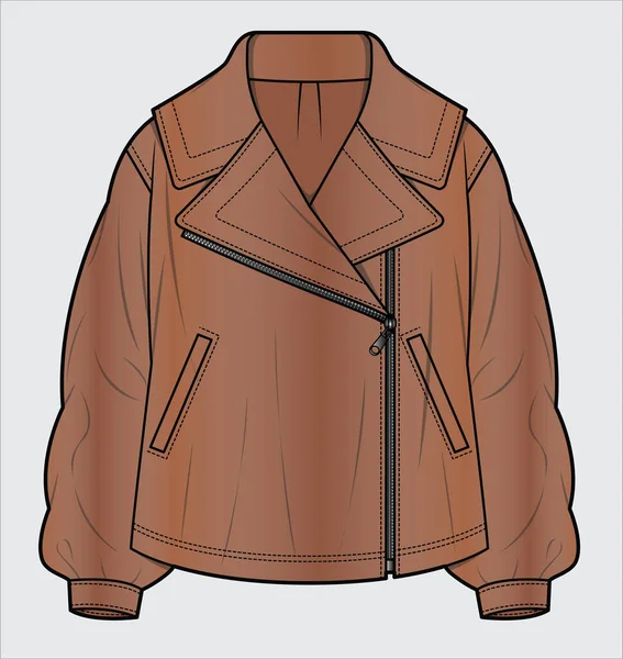 Leather Biker Jacket Editable Vector File — Stock Vector
